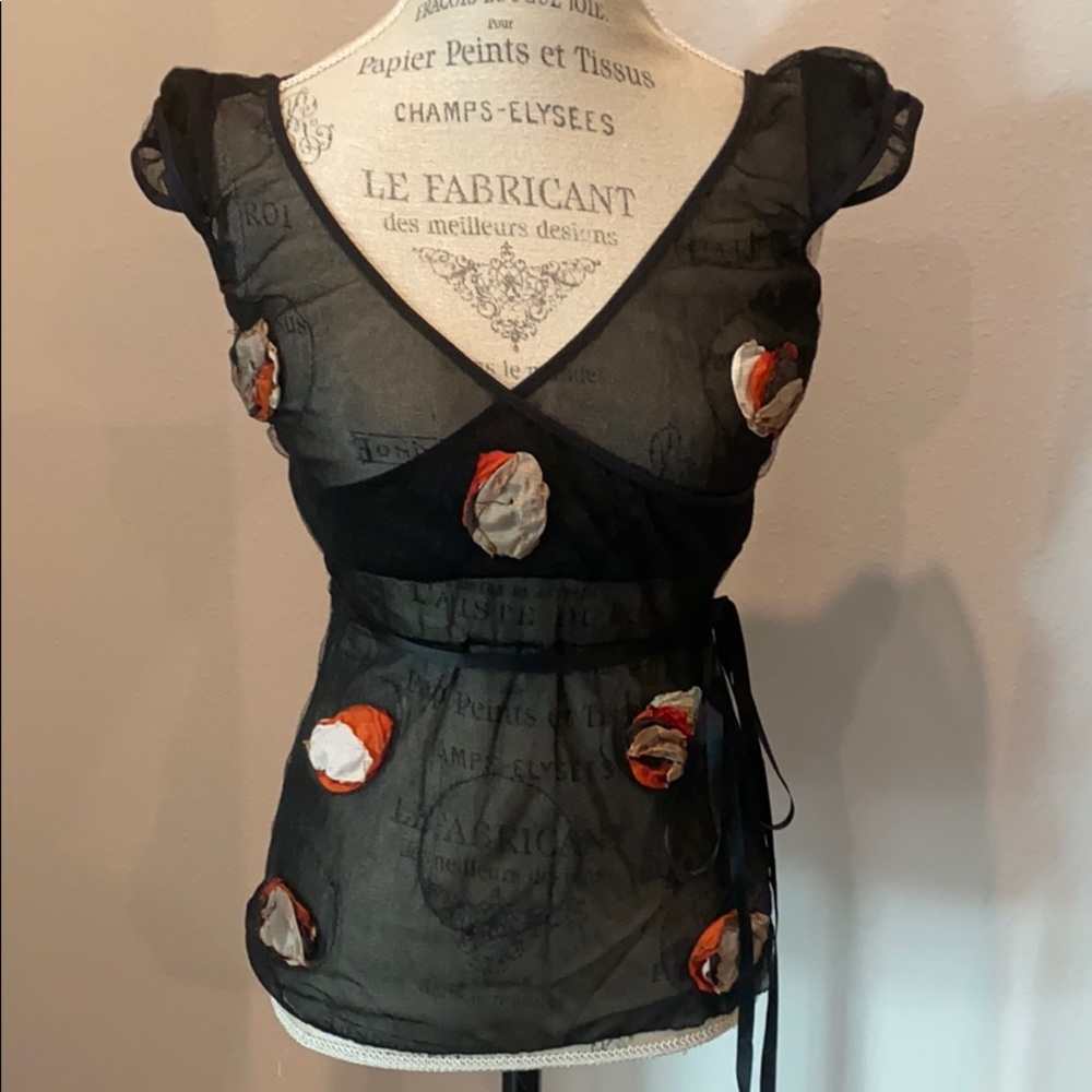 Vintage one of a kind sheer Rose petal shirt